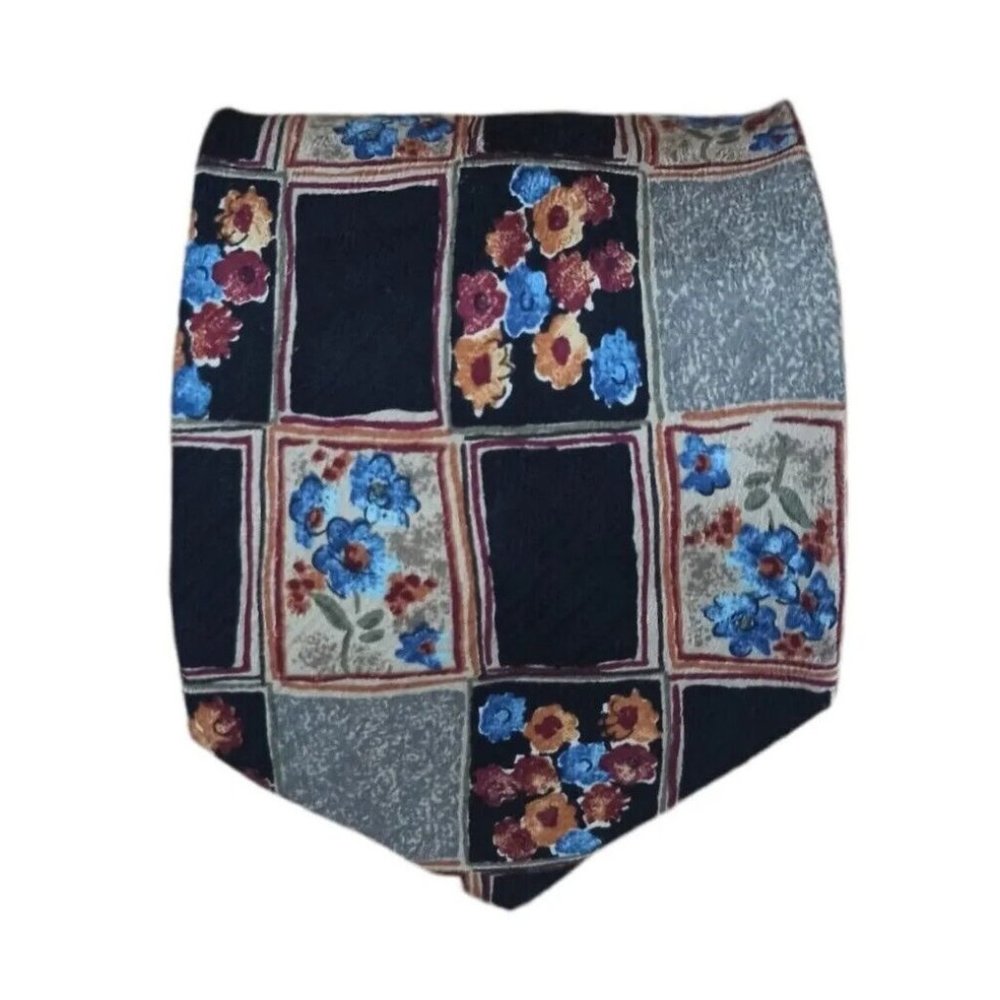 KENZO HOMME Black Floral Silk Tie ITALY 58"/ 3.8" EC